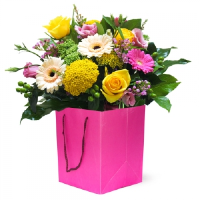 Sugar Pop! - Vibrant colours make this beautiful Hand Tied stand out from the crowd. Please not note- may be in a vase.
