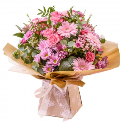 Jade - A celebration Hand Tied of pink shades. Perfect for any occasion. 
