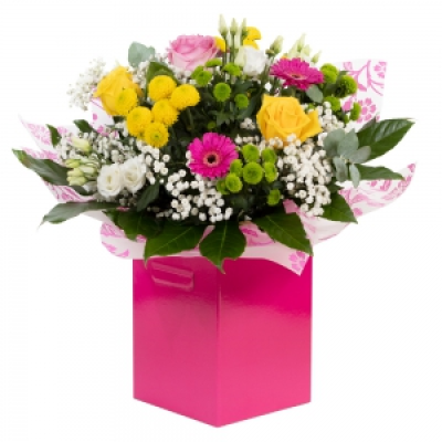 Mamma Mia - Make their day with this bright and vibrant collection of flowers, beautifully presented in a gift box / bag. Send your love with an exquisite delivery delivered same day when you order before 2pm.
