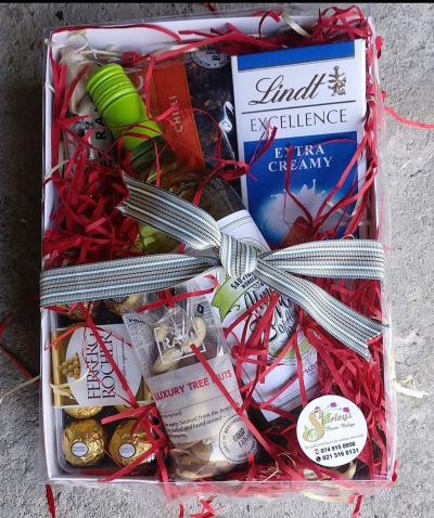 Nuts and Chocolates - Hamper of nuts and chocolates with a bottle of wine